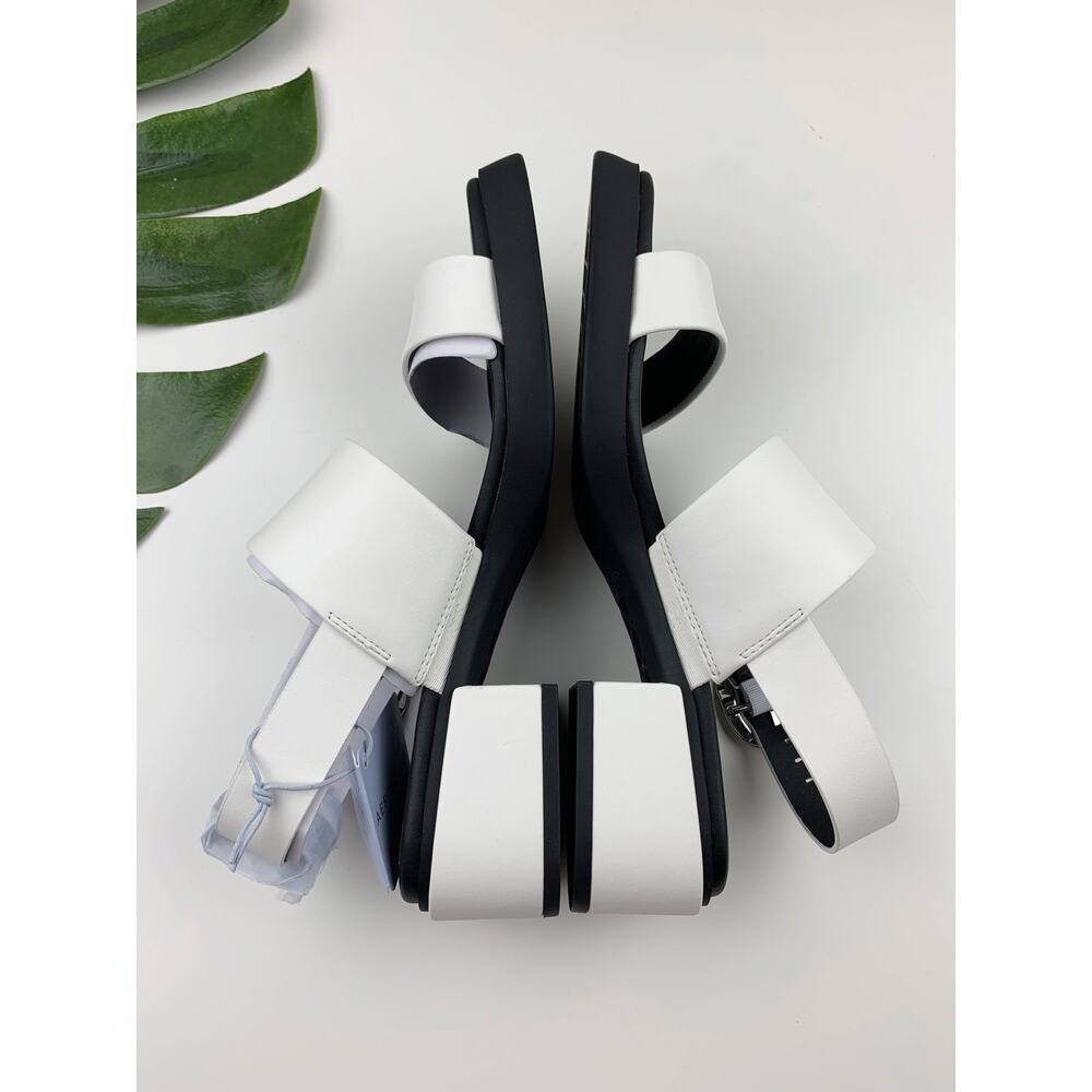 AEROSOLES White and Black Block Heel Sandals - Picture 9 of 11